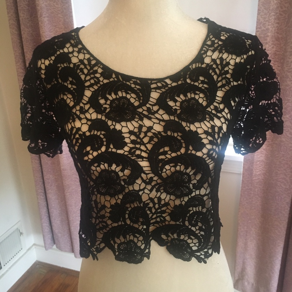 Crochet Black Lace Crop Top
